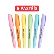Kit 6 Marca Texto Pastel Caneta marca texto Masterprint