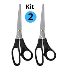 Kit 2 Tesouras Multiuso Grande 21cm Aço Inox Cabo Preto Masterprint