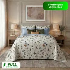Kit Colcha Cobre Leito Casal 3 Peças Estampada Dupla Face Matelado Toque Macio Microfibra Premium