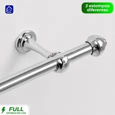 Kit Varão Para Cortinas Cromado 2 Ou 3 Metros 19mm 28mm Completo Suportes Ponteiras Buchas Parafusos