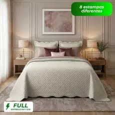 Kit Colcha Cobre Leito 400 Fios Casal Queen King 03 Peças Matelado Premium Toque Macio Para Cama Box