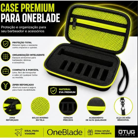 ESTOJO CASE BARBEADOR ELÉTRICO ONEBLADE PHILIPS PREMIUM C ESPUMA DE PROTEÇÃO Caixa De Armazenamento