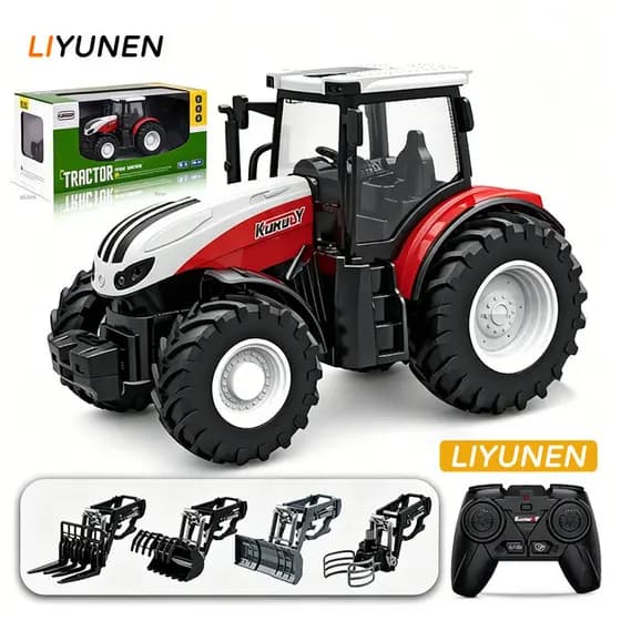 2.4G RC Trator Agrícola Reboque Caminhão Carro Brinquedo 2.4G Controle Remoto Agricultor Agricultura Simulação Para Meni