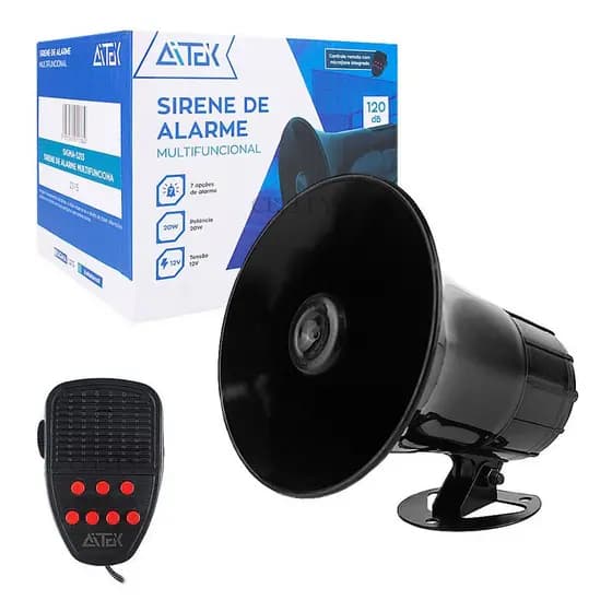 Sirene De Alarme Megafone 7 Tons Carro Moto Escola 120db 12v