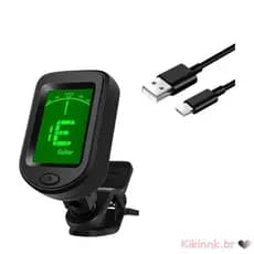 Clipe Afinador Guitarra Display Elétrico Digital LCD Metrônomo Recarregável usb