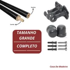 Kit  Varões de Madeira 2,00m x 19mm - Premium para Cortina e Decoração de Casa