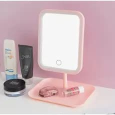 Espelho de mesa retangular para maquiagem com luz de LED TG