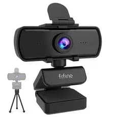Webcam Full HD 2K 1440p Fifine K420 Microfone e Tripé Plug and Play PC Notebook Live Reunião Home