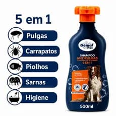 Shampoo 5 em 1 AntiPulgas Carrapatos Genial Pet 500ml