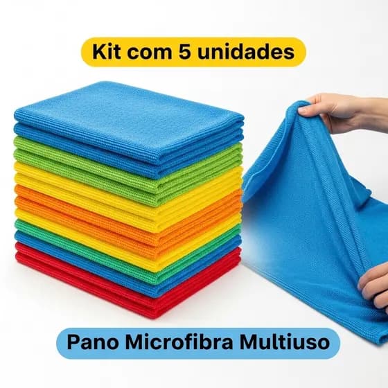 Kit com 5 Toalhas Microfibra 50x30cm Tolha Dupla P Limpeza geral pano de limpeza automotiva panos