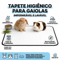 Tapete Higiênico Lavável Branco Impermeável para Coelho, Porquinho da Índia e Roedores