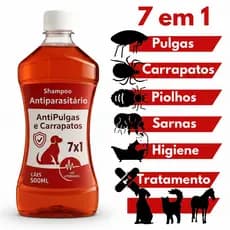 Shampoo para Cachorro Anti Pulgas Carrapatos 7 em 1 Pet Cães - 500ml