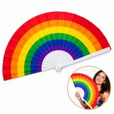 Leque Grande Arco Íris LGBT Faz Barulho Vraah Carnaval Festa Show Pride Dobrável