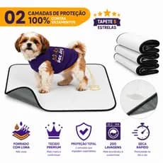 1, 2 ou 3 Tapetes Higiênicos Lavável para Pets Dog Xixi Gato Não Vaza 200 Lavagens - 50x35 45x45 70x50 80x60 100x70