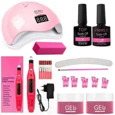 kit Unha Gel Manicure Alongamento de Unhas Pedicure Cabine Lixadeira Elétrica Lixa Presilhas