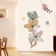 Adesivo Boho Parede Abstrato Folhagem Minimalista Flora B97