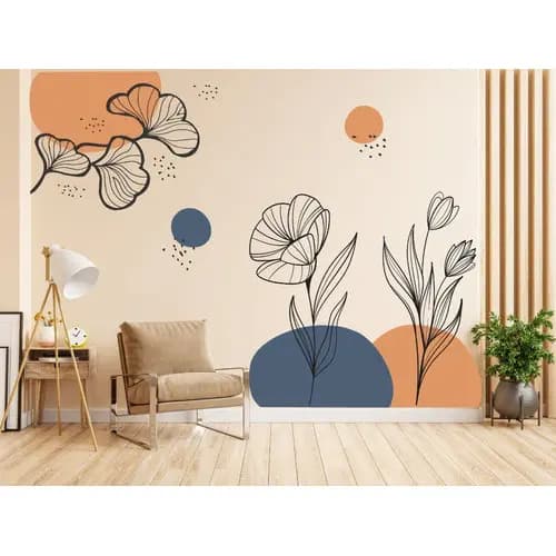 Adesivo Papel Parede Boho Minimalismo Orgânico Floral B145