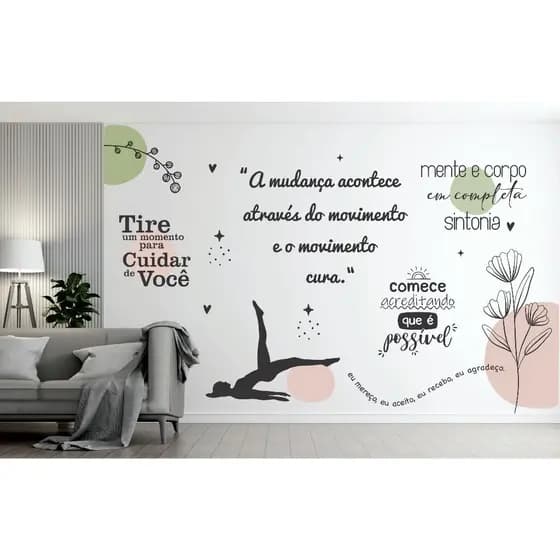 Adesivo de parede para Studio de Pilates boho minimalista PB183
