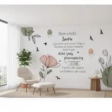 Papel  parede para estúdios e empresas bem vindo decoração criativa sala trabalho pássaro boho BV15