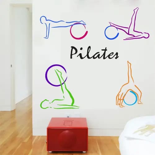 Papel de Parede Adesivo Academia Pilates Bola Exercício | Decoração Fitness Saúde