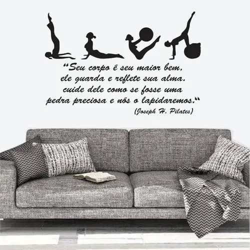 Papel de Parede Adesivo Estúdio Pilates Bola Solo Frase Motivacional | Exercício 2m