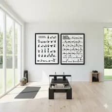 Quadro exercícios de Pilates Wunda Chair aparelho Cadillac pilates wunda chair exercises PLNV