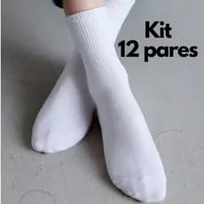 Kit 12 Pares Meia Cano Longo Masculino e Feminino