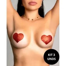 Kit 3 Tapa Mamilos Adesivo Nipple De Coração Brilhante