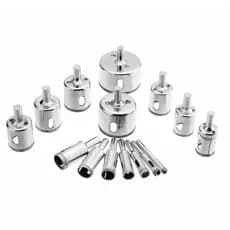 Kit Com 16 Brocas Diamantadas Para Obra Contrução Serra Copo Faz Corte Em Vidro Mármore Cerâmica