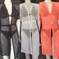kit 3 saida de praia feminina tule redinha