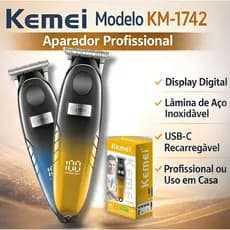 Máquina Kemei Acabamento Barbearia Barba Cabelo Bigode Profissional  Potente Resistente