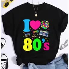 Camiseta Slim Feminina Tshirt Estampada I Love 80s Anos 80 Moda Tendencia Confortavel