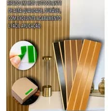 Kit 100 Painéis Ripados MDF 45x11cm Autocolantes Premium Decoração Moderna para Sala e Quarto