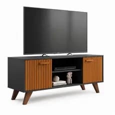 Rack Para Sala de Estar Estante para TV Moderno Com Prateleiras Rebeca para até 50 Polegadas Bancada