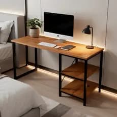 Escrivaninha Industrial 115cm Mesa para Escritório Home Office Estudo Madeira e Metal