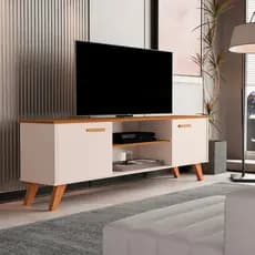 Rack Para Sala de Estar Estante para TV Estilo Moderno Com Prateleiras para até 50 Polegadas