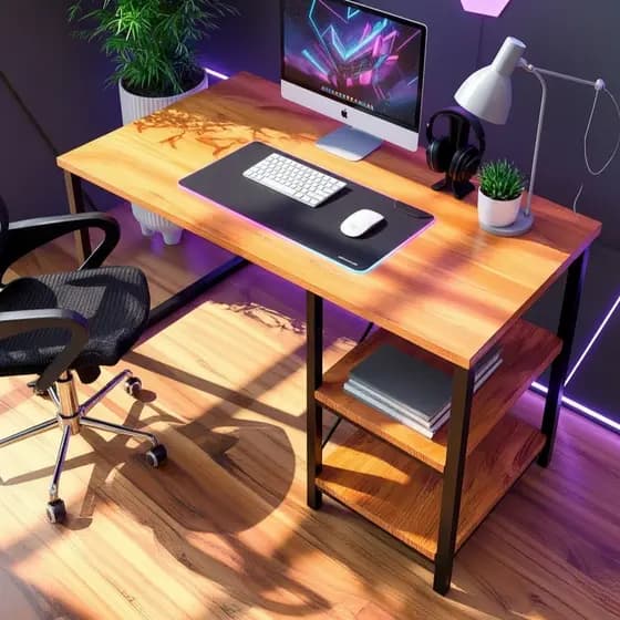 Mesa Escrivaninha com Nichos Home Office Estudo Escritório Industrial 120cm