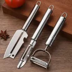 Kit 3 Descascadores Inox Legumes, Frutas Escama Peixe Queijo