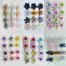 Kit 12 Presilhas Flor Acrílica 8cm | Presilha Grande Feminina Colorida | Acessório de Cabelo