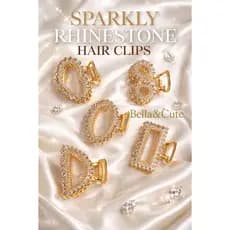 Kit 3/6/12 Pcs | Presilha de Cabelo Luxo com Strass Dourada | Elegante e Versátil