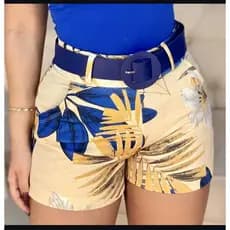 Bermuda Feminina Estampada Curta com Cinto - Moda Verão Conforto e Elegância