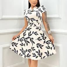 Vestido Feminino Estampado Rodado Soltinho - Moda Evangélica Elegante Sofisticada