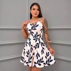 VESTIDO FEMININO ESTAMPADO SOLTINHO ALÇA GODÊ - RODADO CURTO CASUAL ELEGANTE