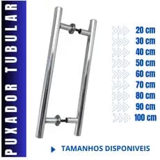Puxador Tubular Redondo Para Porta de Madeira Vidro Pivotante 30 40 50 60 70 80 90 100