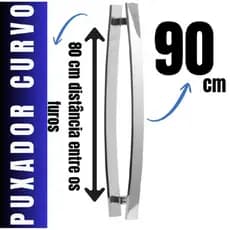 Puxador Curvo de 90 cm para Porta de Vidro Para Portão Para Porta de Madeira
