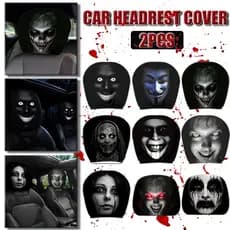 Horror Estilo Escuro Capa De Encosto De Cabeça Do Carro Protetor Assento De 2 Peças Elástico Para O Dia Das Bruxas cupio