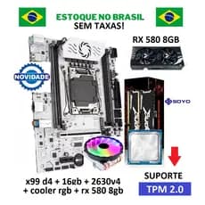 Kit Gamer Upgrade Intel Xeon 2630v4 X99 Machinist 16gb DDR4 + Cooler RGB + RX580 Brasil Pronta Entrega!