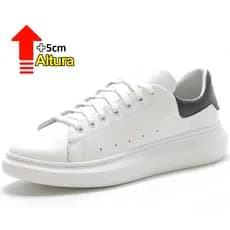 Sapatênis Tênis Casual Em Couro Masculino Com Solado alto Confortável, Aumento de altura, +5cm