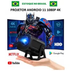 Projetor Full Hd 4k 1080p 12000lm, Android 11, Wifi Com Netflix,YouTube, Cinema em casa