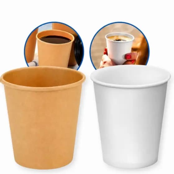 Copo de Papel Branco ou Kraft 180ml Ideal Para Café Chá Água Com 25 Unidades